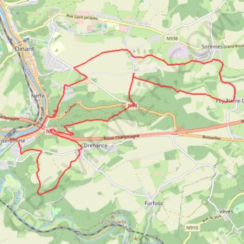 Itinéraire Course à pied depuis Anserenne, distance, dénivelé, altitude, carte, profil, trace GPS