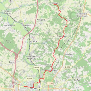 Itinéraire Chemin de Tours (de La Fredière à Saintes), distance, dénivelé, altitude, carte, profil, trace GPS