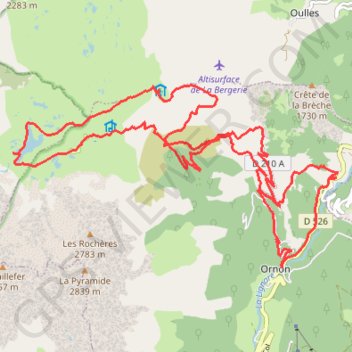 Itinéraire Lac fourchu, descente par la grenonière et la palud, distance, dénivelé, altitude, carte, profil, trace GPS