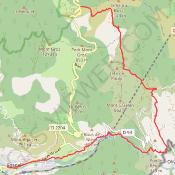 Itinéraire Descente de la frontière, distance, dénivelé, altitude, carte, profil, trace GPS