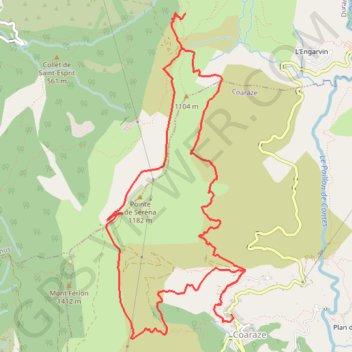 Itinéraire Rocca Sparviera au départ de Coaraze, distance, dénivelé, altitude, carte, profil, trace GPS