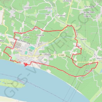 Itinéraire 🚴 Trace ,boucle de Bourg sur Gironde, distance, dénivelé, altitude, carte, profil, trace GPS