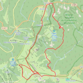 Itinéraire Randonnée du Sentier des Roches, distance, dénivelé, altitude, carte, profil, trace GPS