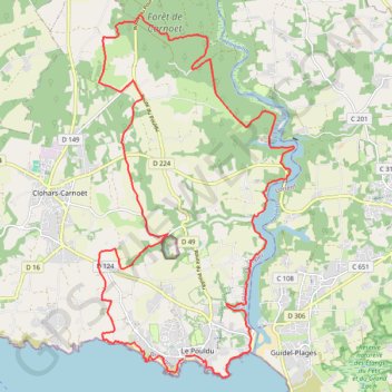 Itinéraire Le-Pouldu, distance, dénivelé, altitude, carte, profil, trace GPS