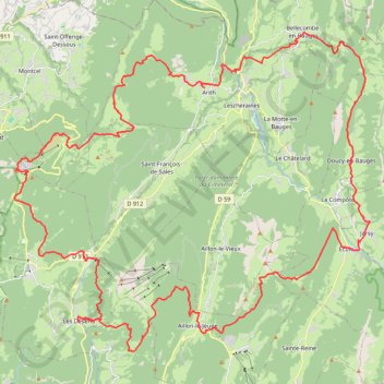Itinéraire tour des Bauges, distance, dénivelé, altitude, carte, profil, trace GPS