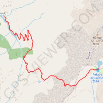 Itinéraire Parking Treicol - Refuge Presset, distance, dénivelé, altitude, carte, profil, trace GPS