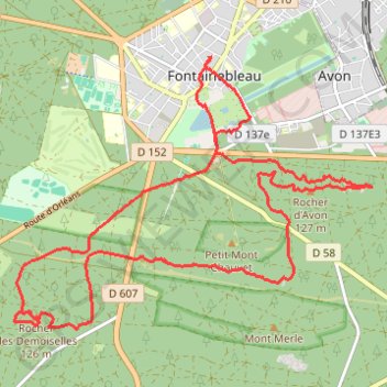 Itinéraire Denecourt, distance, dénivelé, altitude, carte, profil, trace GPS