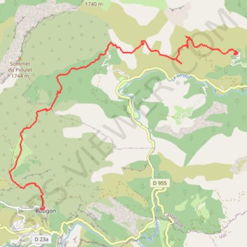 Itinéraire Rougon, distance, dénivelé, altitude, carte, profil, trace GPS