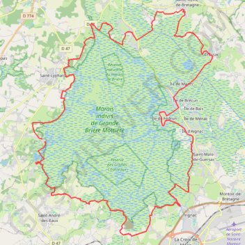 Itinéraire Tour de La Brière, distance, dénivelé, altitude, carte, profil, trace GPS