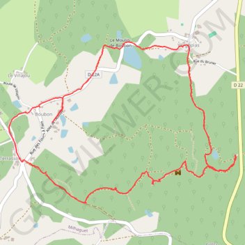 Itinéraire Forêt de boubon, distance, dénivelé, altitude, carte, profil, trace GPS