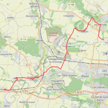 Itinéraire De Feucherolles à Méré, distance, dénivelé, altitude, carte, profil, trace GPS