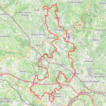 Itinéraire Entre Vignes et Pierres dorées / Saint-Germain-sur-l'Arbresle, distance, dénivelé, altitude, carte, profil, trace GPS