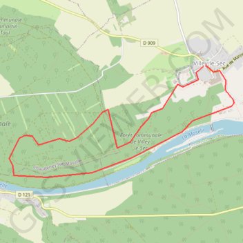 Itinéraire La Poudrière - Villey-le-Sec, distance, dénivelé, altitude, carte, profil, trace GPS