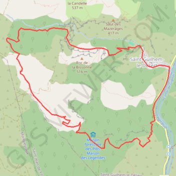 Itinéraire Les Plos - Saint Guilhem - Les Fenestrettes - La Croix de Fer, distance, dénivelé, altitude, carte, profil, trace GPS