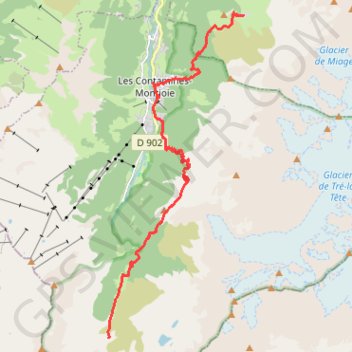 Itinéraire TMB-j2, du refuge de Miage au refuge de la Balme, distance, dénivelé, altitude, carte, profil, trace GPS