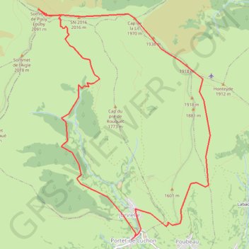 Itinéraire Sommet de Pouy-Louby depuis Portet-de-Luchon, distance, dénivelé, altitude, carte, profil, trace GPS