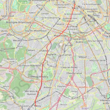 Itinéraire Chemin de Compostelle - Paris à Massy, distance, dénivelé, altitude, carte, profil, trace GPS