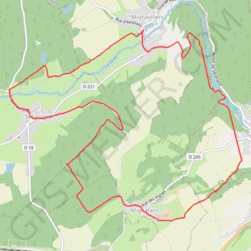 Itinéraire Mignavillers (Marche buissonniére), distance, dénivelé, altitude, carte, profil, trace GPS