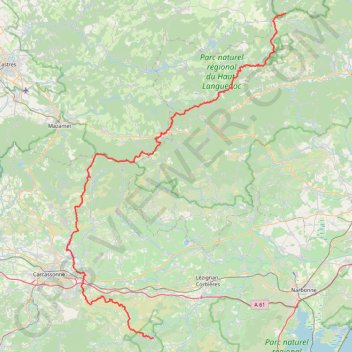 Itinéraire GR71-GR7-GR36 du col du Coustel à Lagrasse, distance, dénivelé, altitude, carte, profil, trace GPS