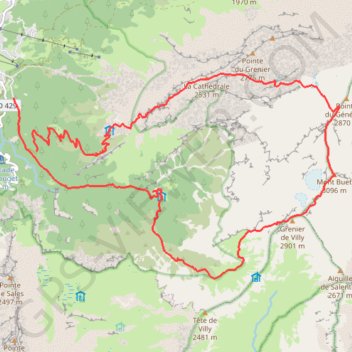 Itinéraire Buet, distance, dénivelé, altitude, carte, profil, trace GPS