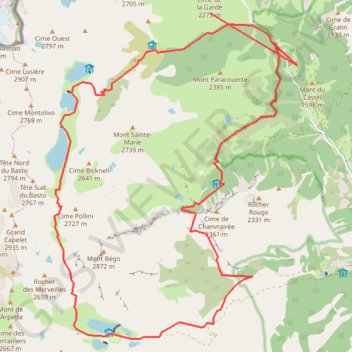 Itinéraire Tour du mont Bego, distance, dénivelé, altitude, carte, profil, trace GPS