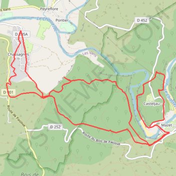 Itinéraire Tour du Bois de Païlolive et gorges du Chassezac, distance, dénivelé, altitude, carte, profil, trace GPS