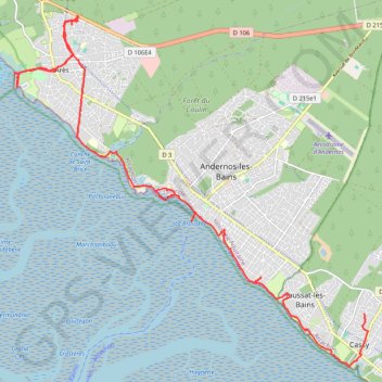 Itinéraire Tour du bassin d'Arcachon à pied jour 5, distance, dénivelé, altitude, carte, profil, trace GPS