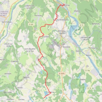 Itinéraire Sault brenaz - Courtenay, distance, dénivelé, altitude, carte, profil, trace GPS