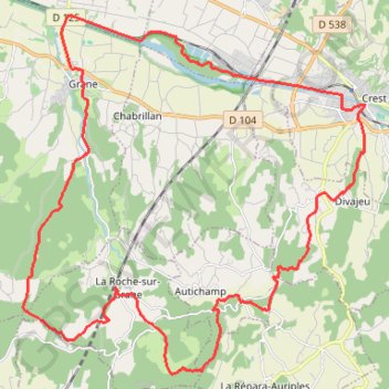Itinéraire Boucle Crest - Grane - Roche-sur-Grane, distance, dénivelé, altitude, carte, profil, trace GPS