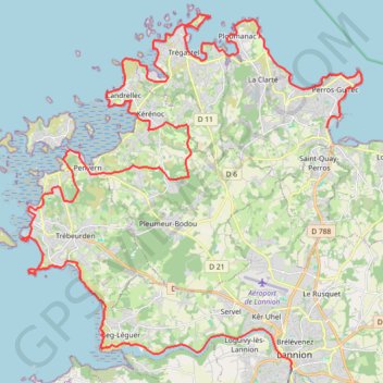 Itinéraire Côte de granit rose, distance, dénivelé, altitude, carte, profil, trace GPS