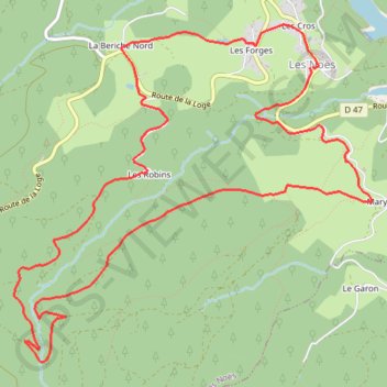 Itinéraire Les Sources du Ruisseau des Crèches - Les Noës, distance, dénivelé, altitude, carte, profil, trace GPS