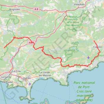 Itinéraire GR51 De Grimaud à Belgentier (Var), distance, dénivelé, altitude, carte, profil, trace GPS