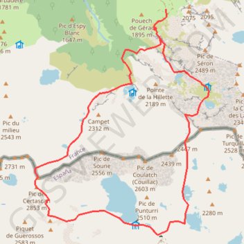 Itinéraire Pic de Certascan depuis Gérac, distance, dénivelé, altitude, carte, profil, trace GPS