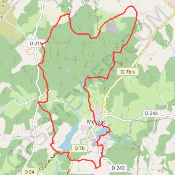 Itinéraire MEUZAC CHAVAGNAC CAUX VTT, distance, dénivelé, altitude, carte, profil, trace GPS