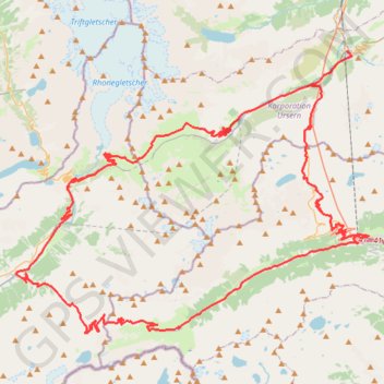 Itinéraire Furka-Nufenen-Gothard (Tremola): les classiques de la Suisse centrale, distance, dénivelé, altitude, carte, profil, trace GPS