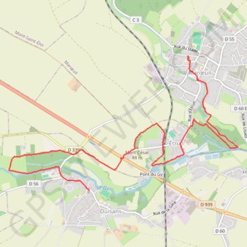 Itinéraire Duisans, distance, dénivelé, altitude, carte, profil, trace GPS