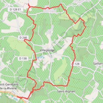 Itinéraire Saint Germain de la Riviere, distance, dénivelé, altitude, carte, profil, trace GPS