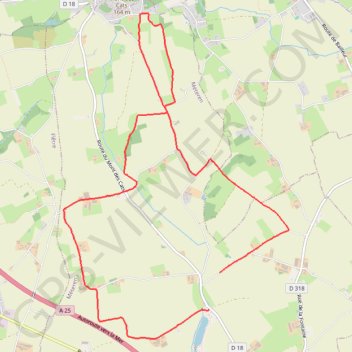 Itinéraire Méteren - Sentier des 4 fils Aymon, distance, dénivelé, altitude, carte, profil, trace GPS