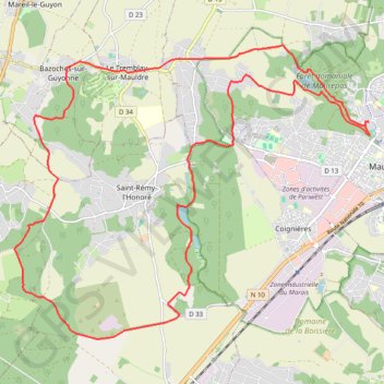 Itinéraire Maurepas, distance, dénivelé, altitude, carte, profil, trace GPS