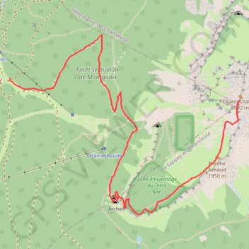 Itinéraire Chamechaude, distance, dénivelé, altitude, carte, profil, trace GPS