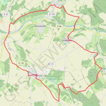 Itinéraire Chaussy - Villarceaux, distance, dénivelé, altitude, carte, profil, trace GPS