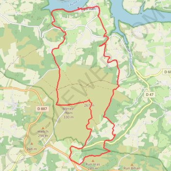 Itinéraire Le Menez-Hom et la forêt de Trégarvan, distance, dénivelé, altitude, carte, profil, trace GPS