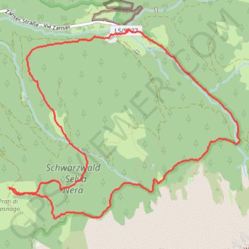 Itinéraire Dolomites (Südtyrol) près de Saint Maddalena, distance, dénivelé, altitude, carte, profil, trace GPS