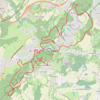 Itinéraire Allingeoise, distance, dénivelé, altitude, carte, profil, trace GPS