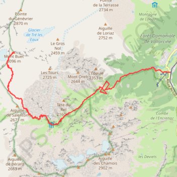 Itinéraire Montée mont Buet, distance, dénivelé, altitude, carte, profil, trace GPS