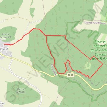 Itinéraire Combe Lavaux, distance, dénivelé, altitude, carte, profil, trace GPS