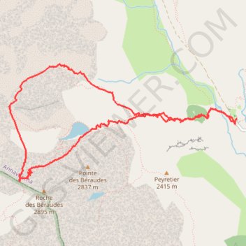 Itinéraire Giro Moutouze-Col des Bèraudes, distance, dénivelé, altitude, carte, profil, trace GPS