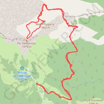 Itinéraire Pic de l'Oelharisse, distance, dénivelé, altitude, carte, profil, trace GPS