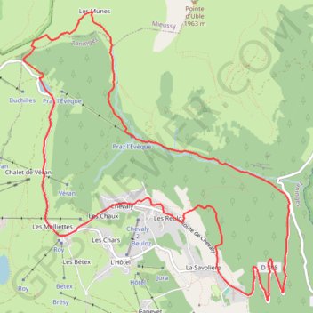 Itinéraire La descente des Munes - Le Praz de Lys, distance, dénivelé, altitude, carte, profil, trace GPS