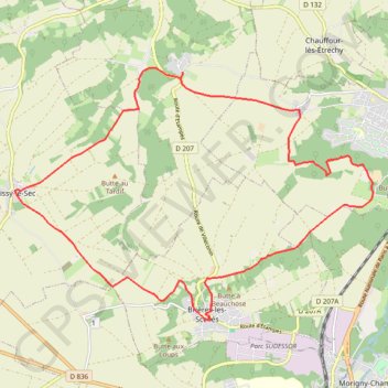 Itinéraire Saudreville, distance, dénivelé, altitude, carte, profil, trace GPS